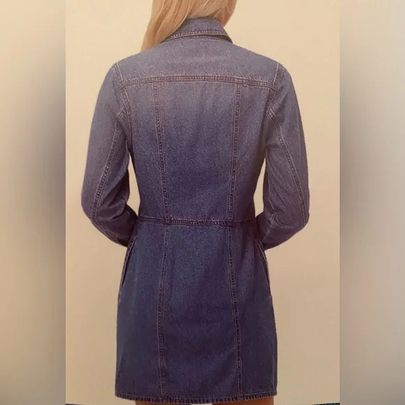 Women’s FRYE Button Front Dark Wash Denim Dress - Picture 6 of 12